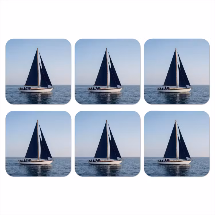 Zeilboot - Zee - Blauw onderzetter kurk middel -3d