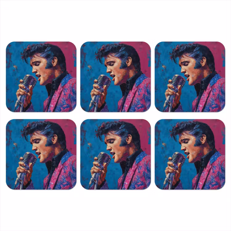Zingende man - Glitterjas - Microfoon onderzetter kurk middel -3d