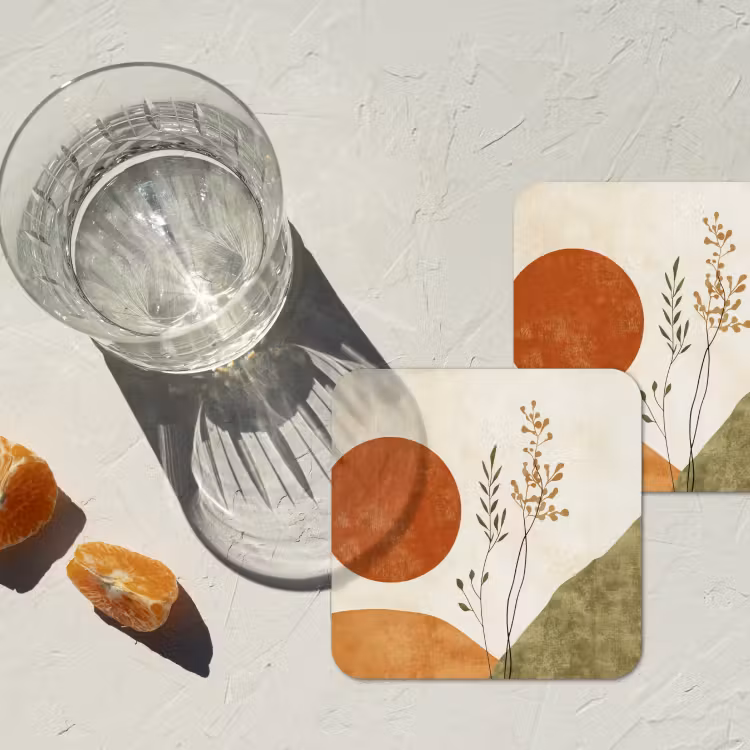 Zon - Abstract - Takken - Oranje onderzetter kurk middel -sfeer4