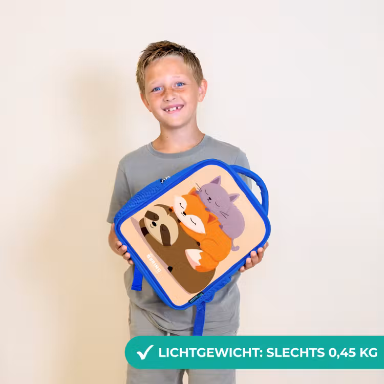 Dieren - Slapen - Samen Kinderrugzak - Blauw middel -sfeer1_NL