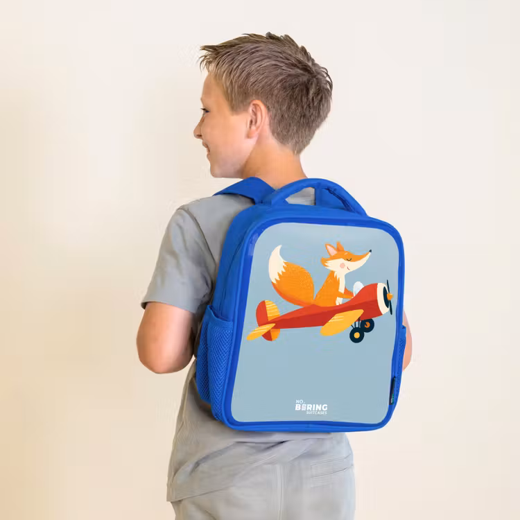 Vos - Vliegtuig -  Vliegen Kinderrugzak - Blauw middel -sfeer2