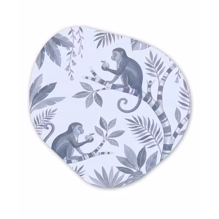 Aap - Boom - Bladeren - Jungle - Illustratie Wandcirkel Organisch Aluminium middel -3d