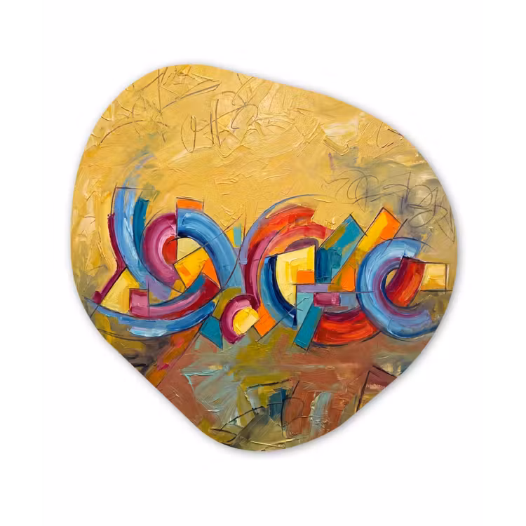 Abstract - Cirkels - Schilderij - Kleurrijk - Dynamisch Wandcirkel Organisch Aluminium middel -3d