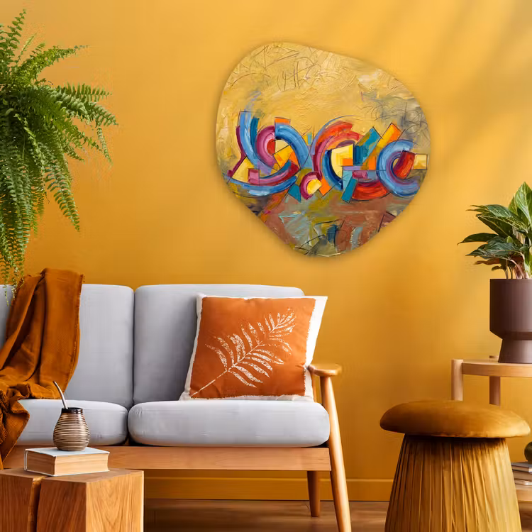 Abstract - Cirkels - Schilderij - Kleurrijk - Dynamisch Wandcirkel Organisch Aluminium middel -sfeer4