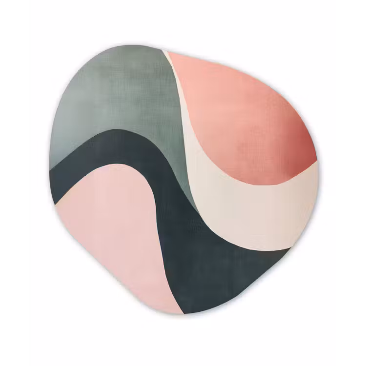 Abstract - Golven - Sierlijk - Roze Wandcirkel Organisch Aluminium middel -3d