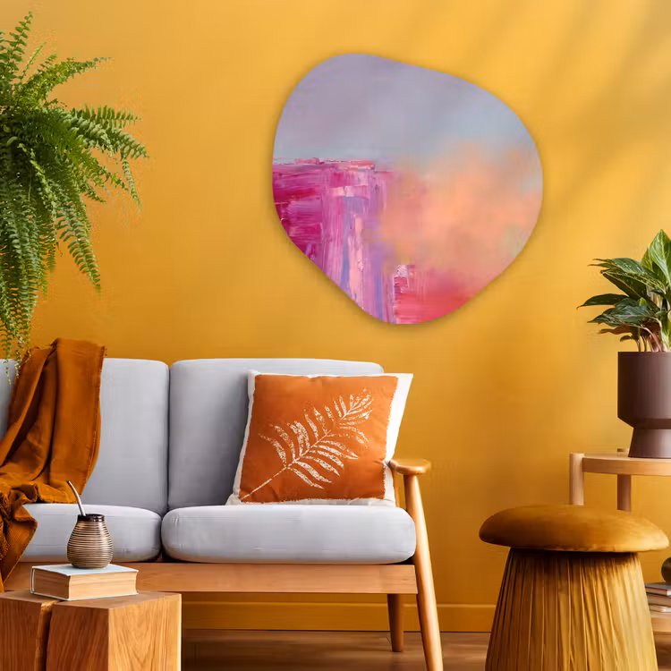 Abstract - Kleuren - Modern - Roze Wandcirkel Organisch Aluminium middel -sfeer4