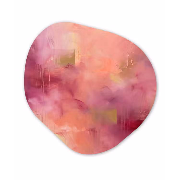 Abstract - Kleuren - Modern - Roze - Paars Wandcirkel Organisch Aluminium middel -3d