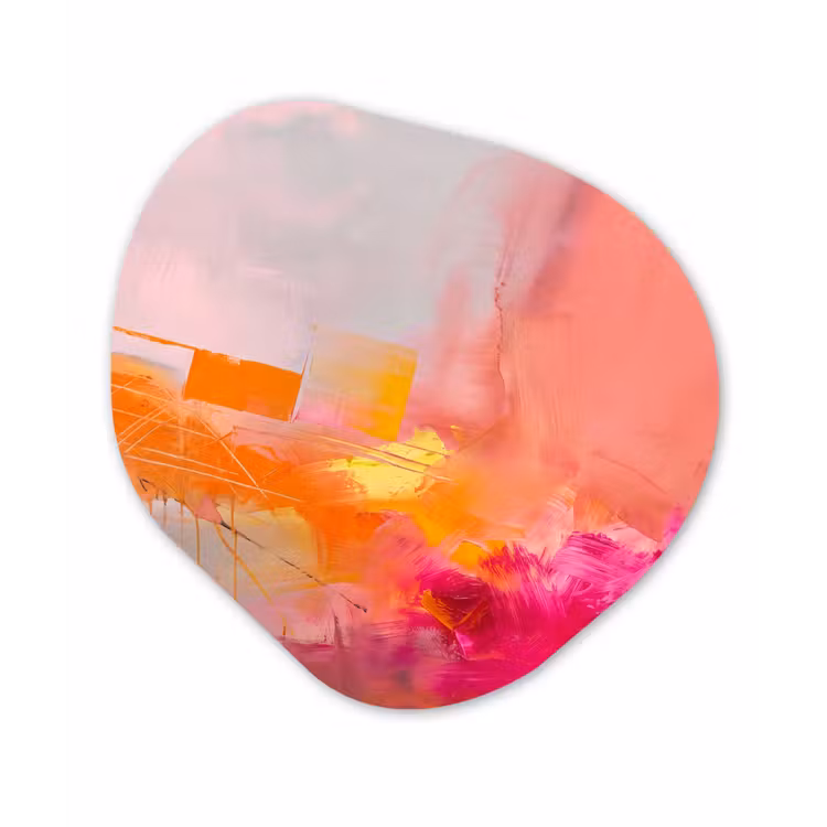 Abstract - Kleurrijk - Modern - Roze Wandcirkel Organisch Aluminium middel -3d