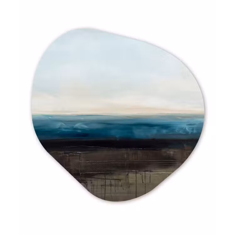Abstract - Landschap - Horizon - Blauw - Modern Wandcirkel Organisch Aluminium middel -3d
