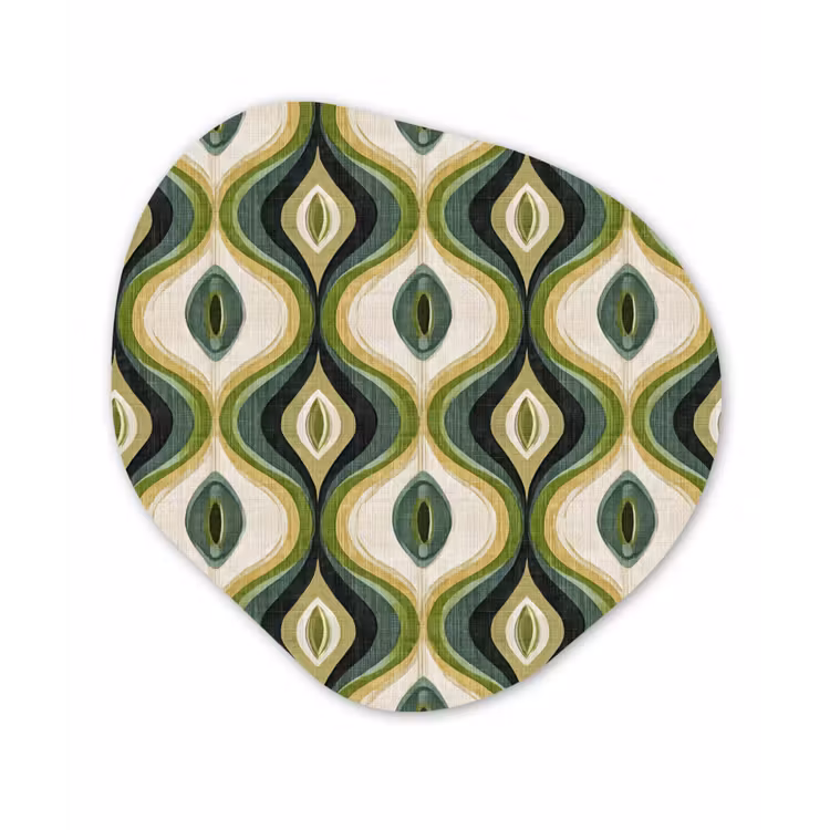 Abstract - Ritmisch - Groen Wandcirkel Organisch Aluminium middel 851 -3d