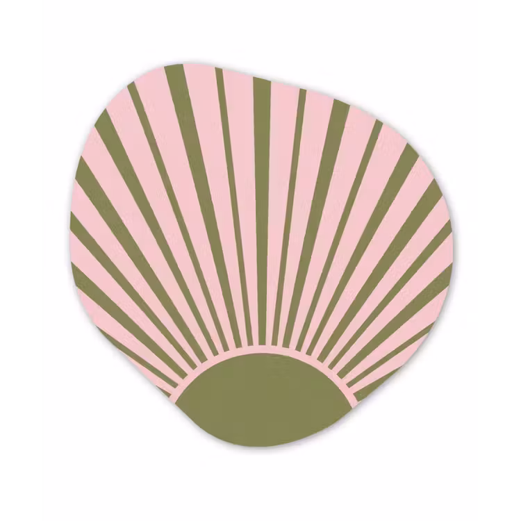Abstract - Stralen - Grafisch - Roze - Groen Wandcirkel Organisch Aluminium middel -3d