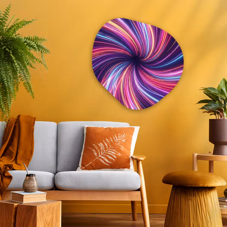 Abstract - Swirl - Futuristic - Neon Wandcirkel Organisch Aluminium middel -sfeer4