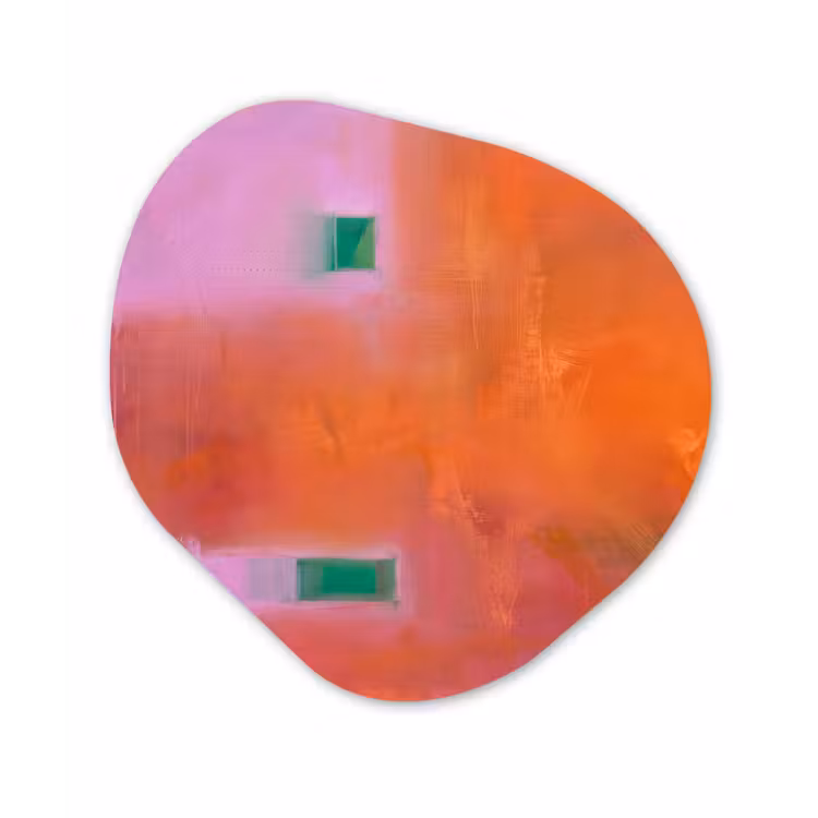 Abstract - Vlakken - Kunst - Modern - Oranje Wandcirkel Organisch Aluminium middel -3d