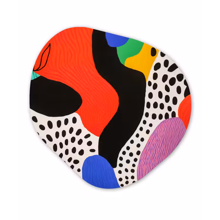 Abstract - Vormen - Kleuren - Stippen Wandcirkel Organisch Aluminium middel -3d