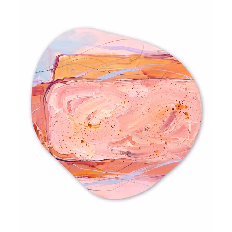 Abstract - Vormen - Modern - Roze Wandcirkel Organisch Aluminium middel -3d