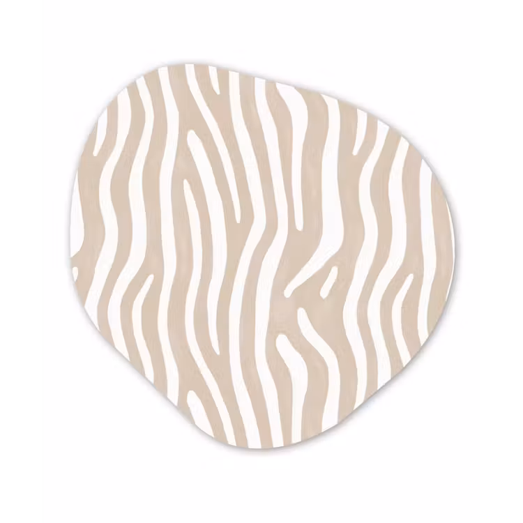 Abstract - Zebra - Beige Wandcirkel Organisch Aluminium middel 851 -3d