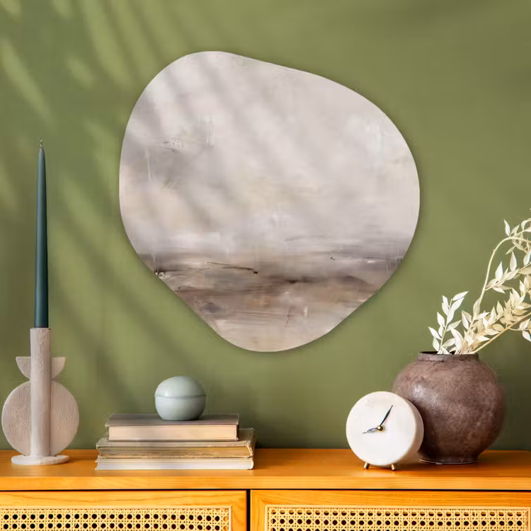 Abstrakt - Landschap - Modern - Beige - Kunst Wandcirkel Organisch Aluminium middel -sfeer2