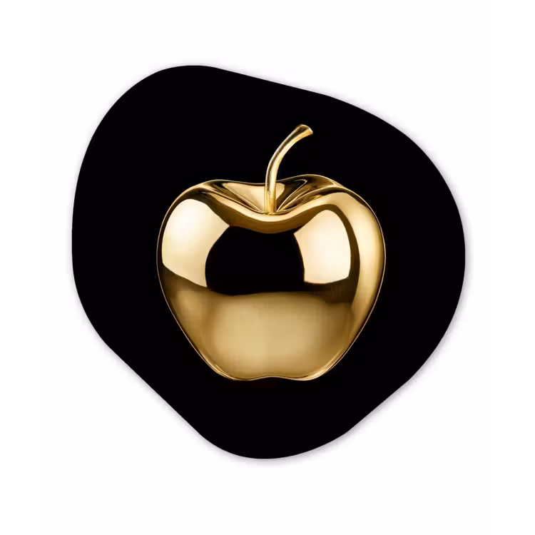 Appel - Goud - Chrome - Zwart Wandcirkel Organisch Aluminium middel -3d
