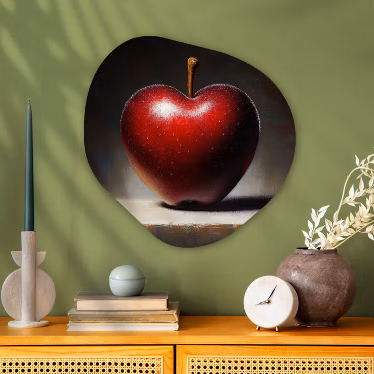 Apple - Hart - Rood Wandcirkel Organisch Aluminium middel -sfeer2