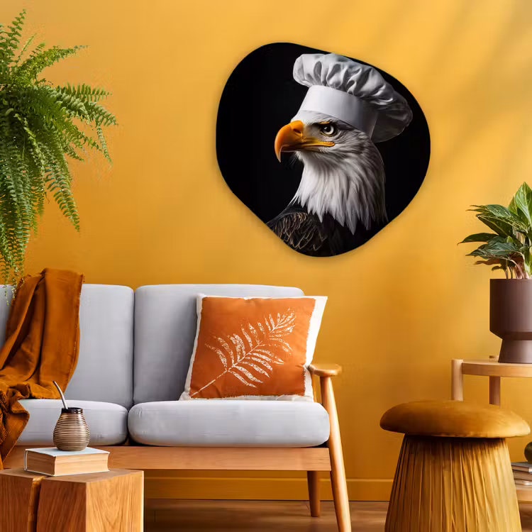 Arend -Amerika - Koksmuts - Vogel - Stoer Wandcirkel Organisch Aluminium middel -sfeer4