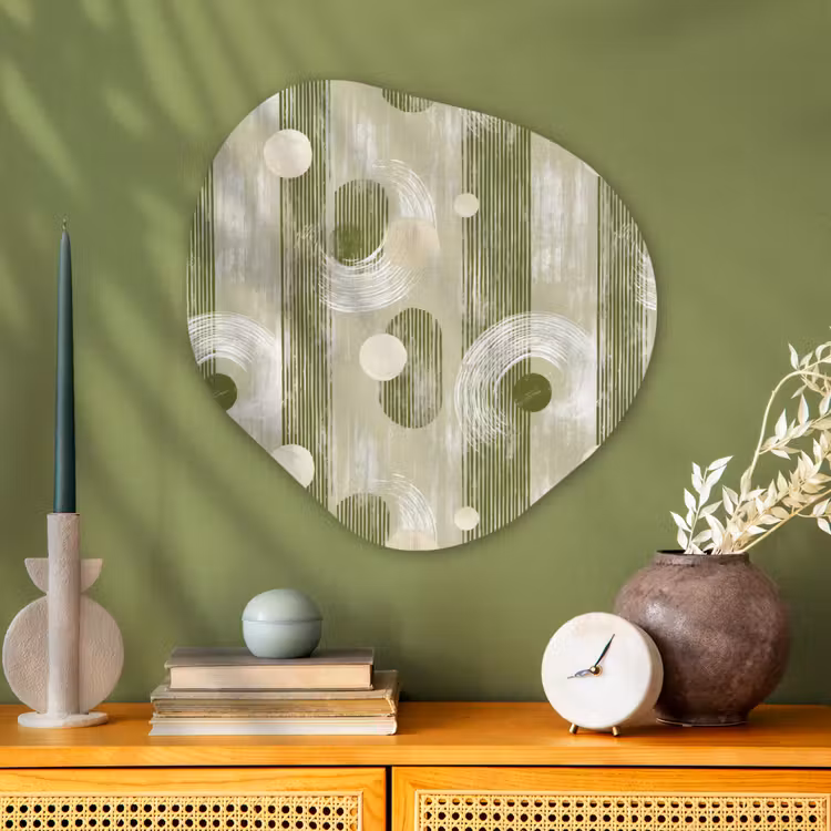 Artistiek - Modern - Groen Wandcirkel Organisch Aluminium middel 851 -sfeer2