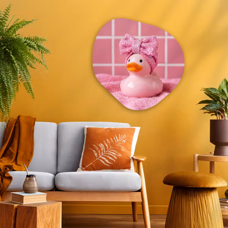 Badeend -Strik - Roze Wandcirkel Organisch Aluminium middel -sfeer4