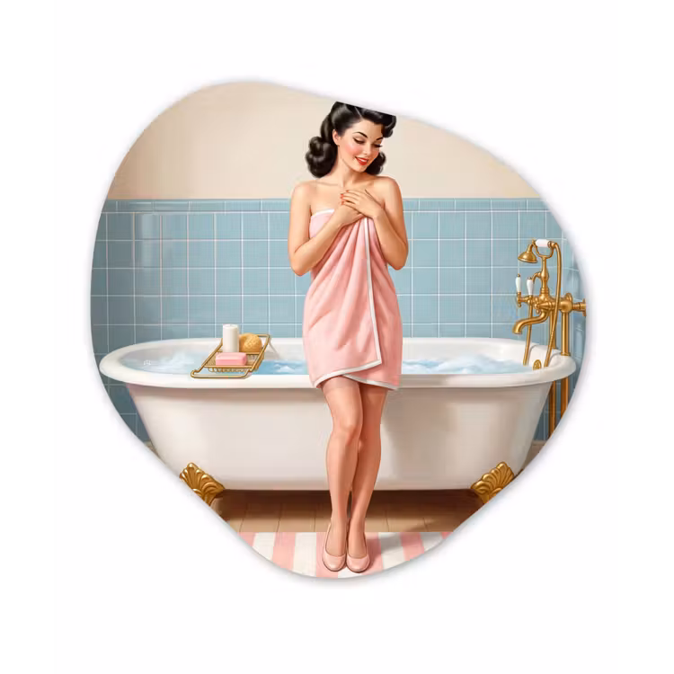 Badkamer - Vrouw - Roze Wandcirkel Organisch Aluminium middel -3d