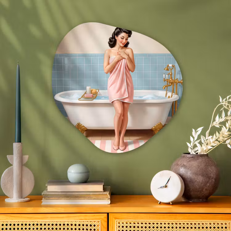 Badkamer - Vrouw - Roze Wandcirkel Organisch Aluminium middel -sfeer2