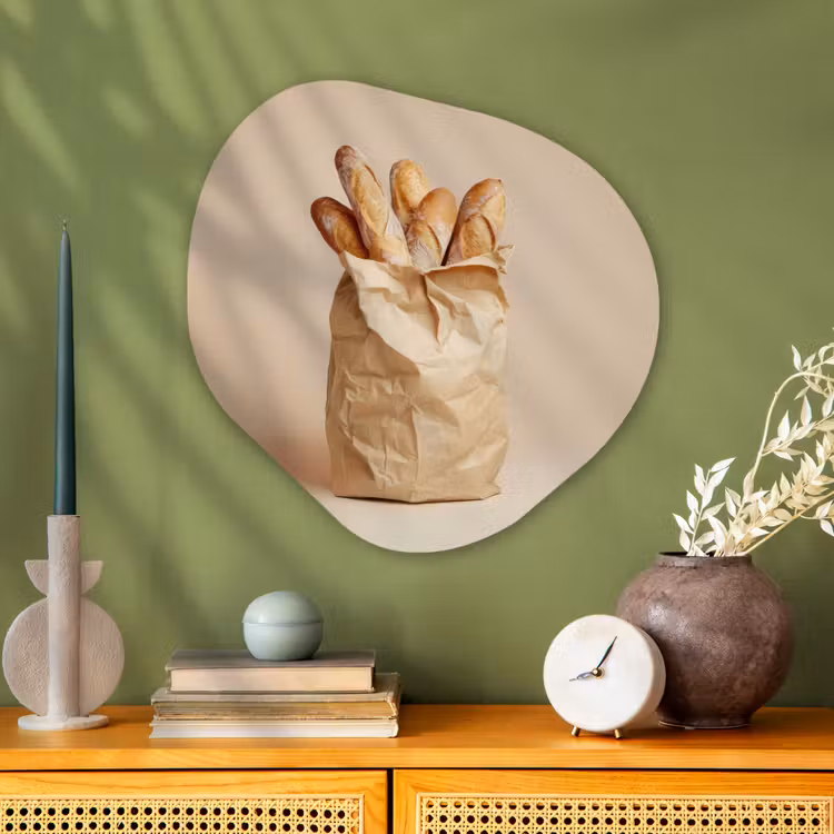 Baguette - Brood - Stokbrood - Beige Wandcirkel Organisch Aluminium middel -sfeer2
