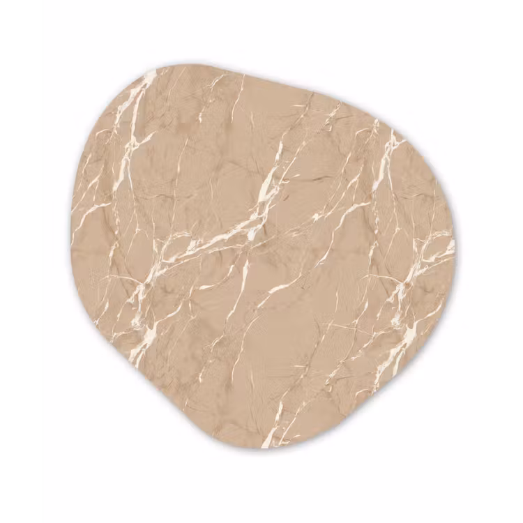Beige - Marmer - Organisch - Wit Wandcirkel Organisch Aluminium middel 851 -3d