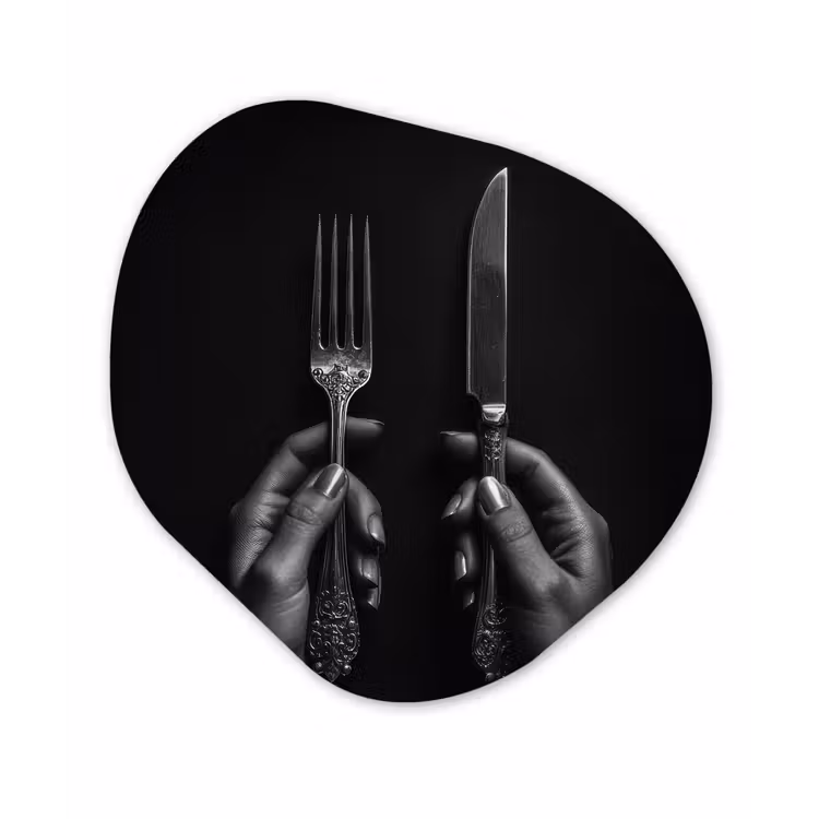 Bestek - Zwart - Wit Wandcirkel Organisch Aluminium middel -3d