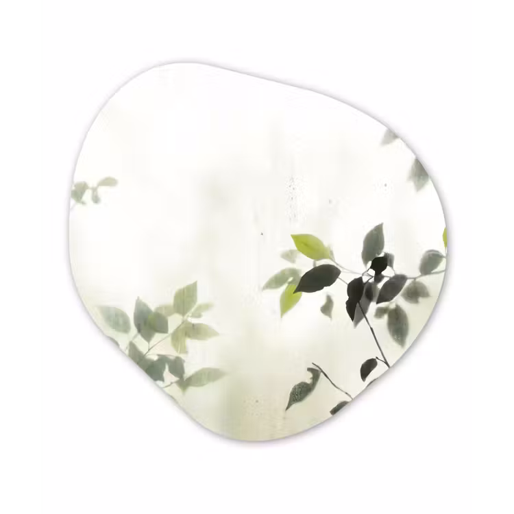 Blad - Schaduw - Natuur - Abstract - Groen Wandcirkel Organisch Aluminium middel -3d
