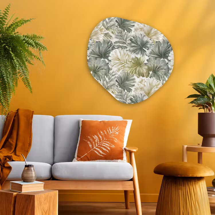 Bladeren - Botanisch - Groen Wandcirkel Organisch Aluminium middel 851 -sfeer4