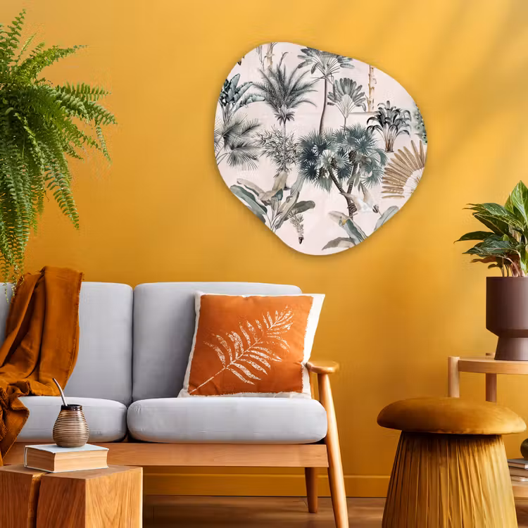 Bladeren - Monstera - Jungle - Tropical Wandcirkel Organisch Aluminium middel -sfeer4