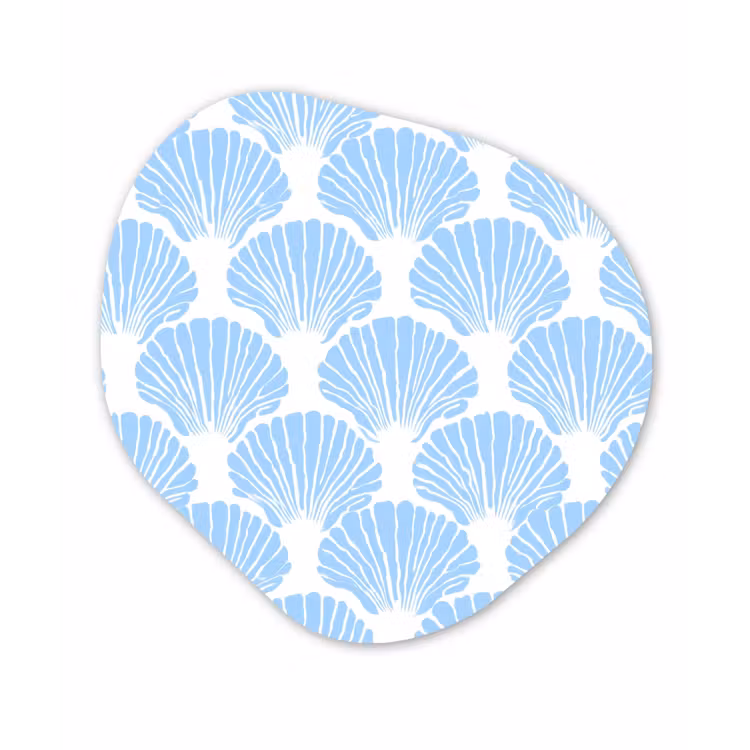Blauw - Wit - Schelpen - Grafisch - Structuur Wandcirkel Organisch Aluminium middel 851 -3d