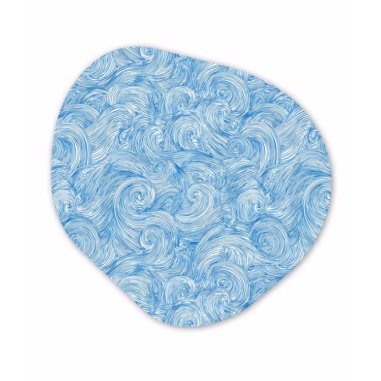 Blauw - Wit - Spiraal - Golven - Lijnen Wandcirkel Organisch Aluminium middel 851 -3d