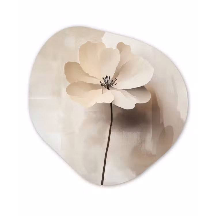 Bloem - Beige - Verf - Schaduw Wandcirkel Organisch Aluminium middel -3d