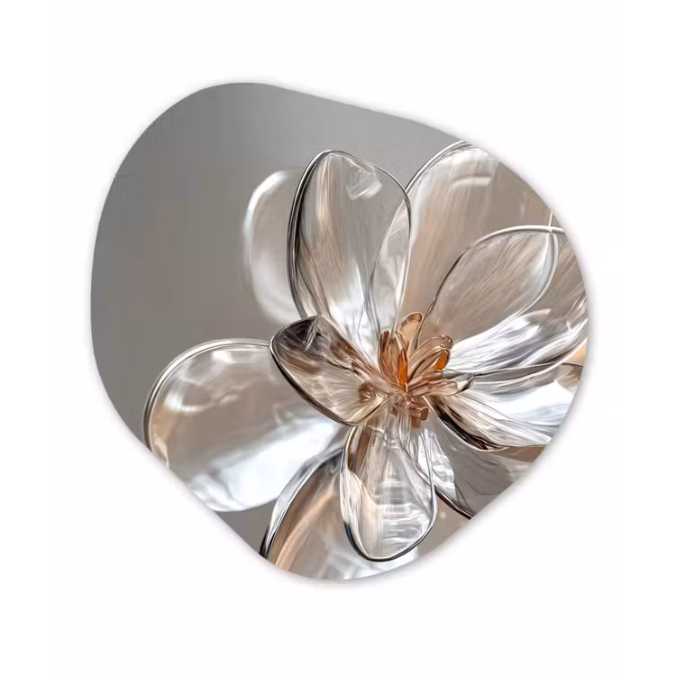 Bloem - Glazen - Doorzichtig Wandcirkel Organisch Aluminium middel -3d