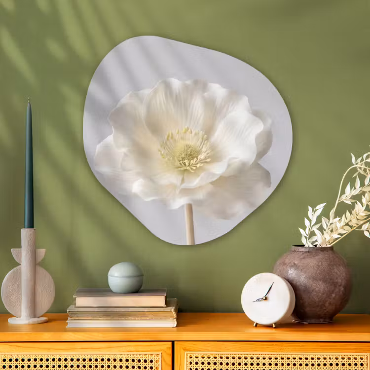 Bloem - Minimalistisch -Wit Wandcirkel Organisch Aluminium middel -sfeer2