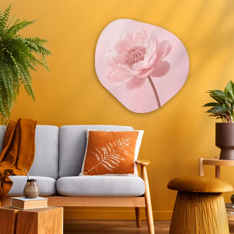 Bloem - Pioenroos - Roze Wandcirkel Organisch Aluminium middel -sfeer4