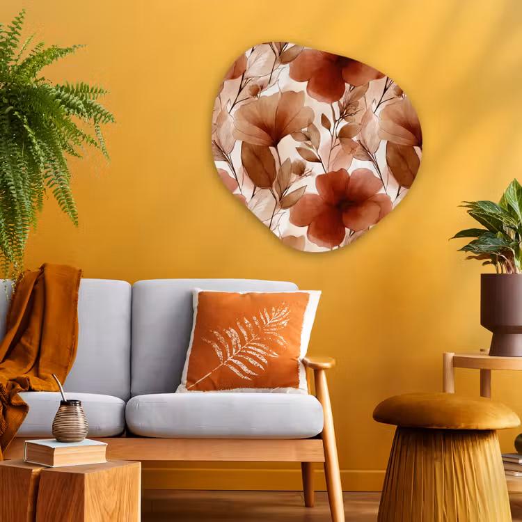 Bloemen - Aquarel - Botanisch - Terracotta Wandcirkel Organisch Aluminium middel 851 -sfeer4