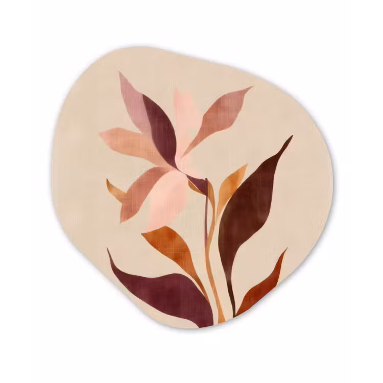 Bloemen - Blaadjes - Minimalistisch - Roze Wandcirkel Organisch Aluminium middel -3d