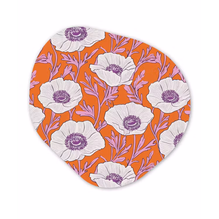 Bloemen - Grafisch - Oranje Wandcirkel Organisch Aluminium middel 851 -3d