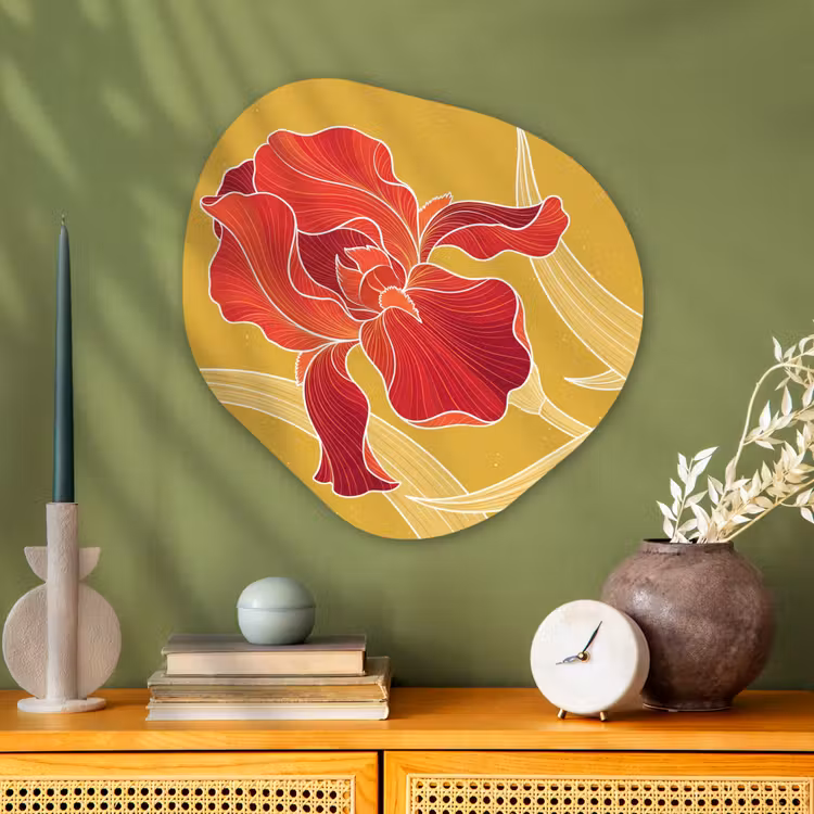 Organisch schilderij aluminium - Bloemen - Illustratie - Rood - Bloemen - Illustratie - Rood Wandcirkel Organisch Aluminium middel