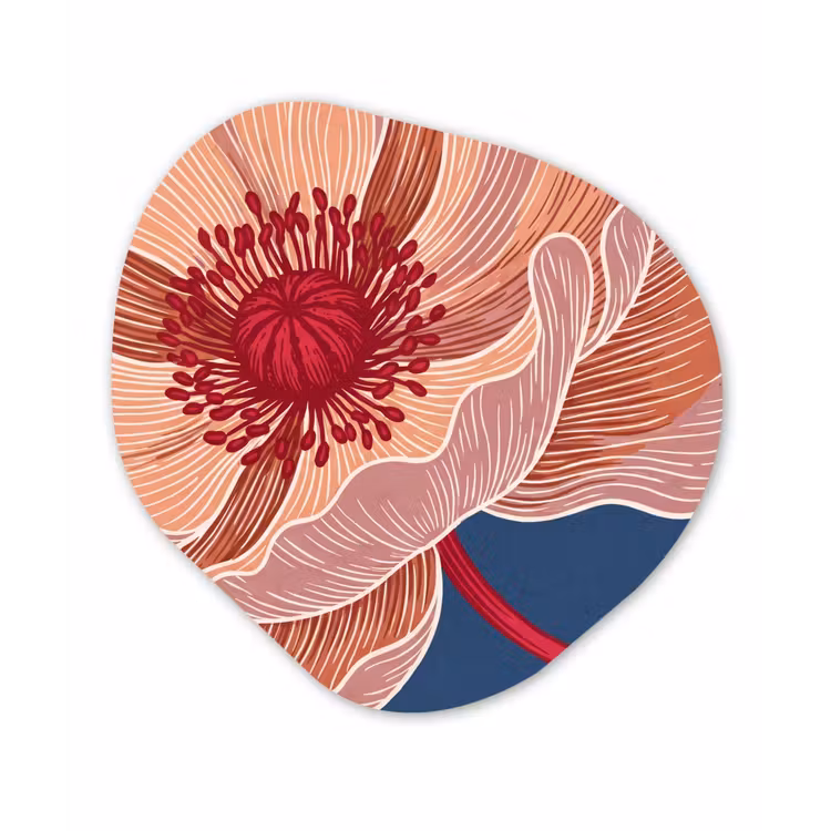 Organisch schilderij aluminium - Bloemen - Modern - Abstract - Bloemen - Modern - Abstract Wandcirkel Organisch Aluminium middel
