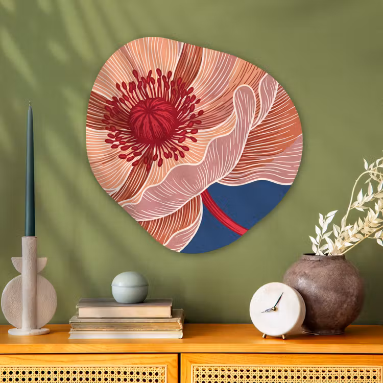 Organisch schilderij aluminium - Bloemen - Modern - Abstract - Bloemen - Modern - Abstract Wandcirkel Organisch Aluminium middel