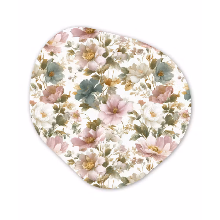 Bloemen - Patroon - Pastel Wandcirkel Organisch Aluminium middel 851 -3d
