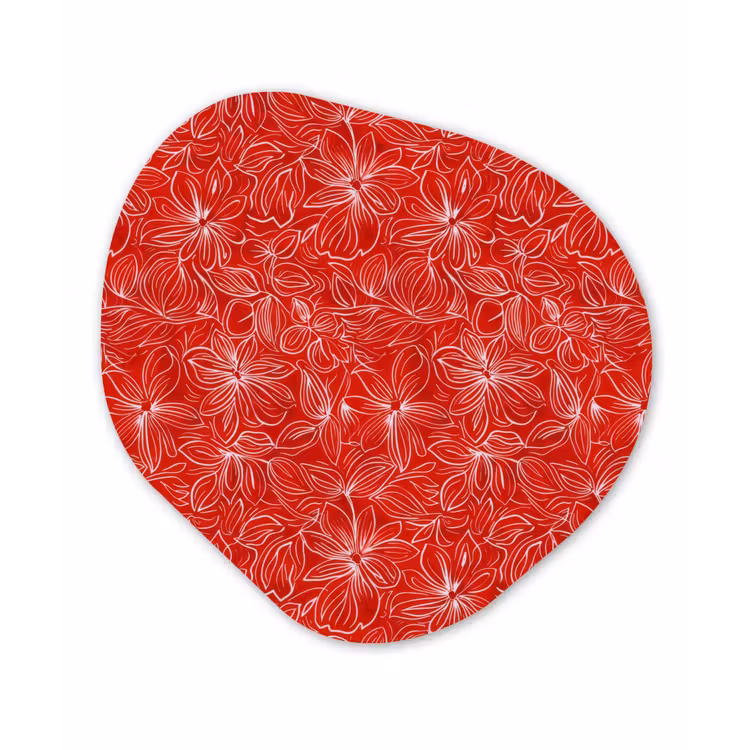 Bloemen - Patroon - Rood Wandcirkel Organisch Aluminium middel 851 -3d