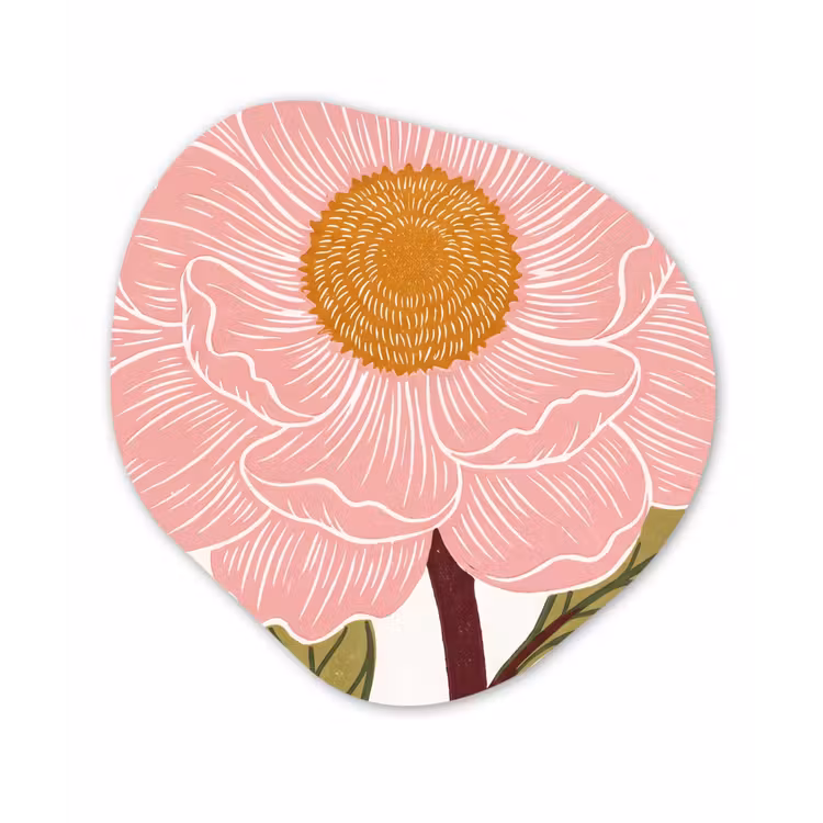 Organisch schilderij aluminium - Bloemen - Roze - Illustratie - Bloemen - Roze - Illustratie Wandcirkel Organisch Aluminium middel
