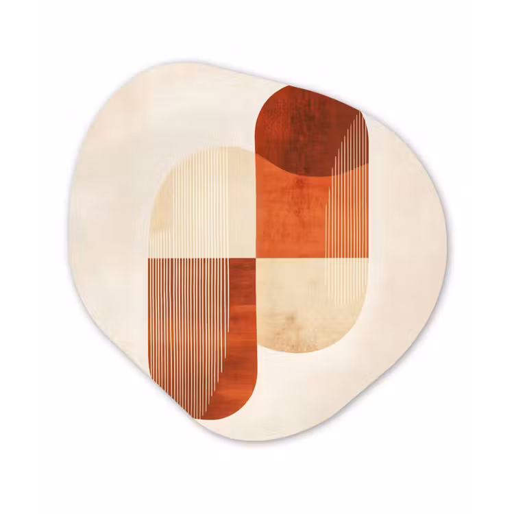 Bogen - Beige - Vormen Wandcirkel Organisch Aluminium middel -3d